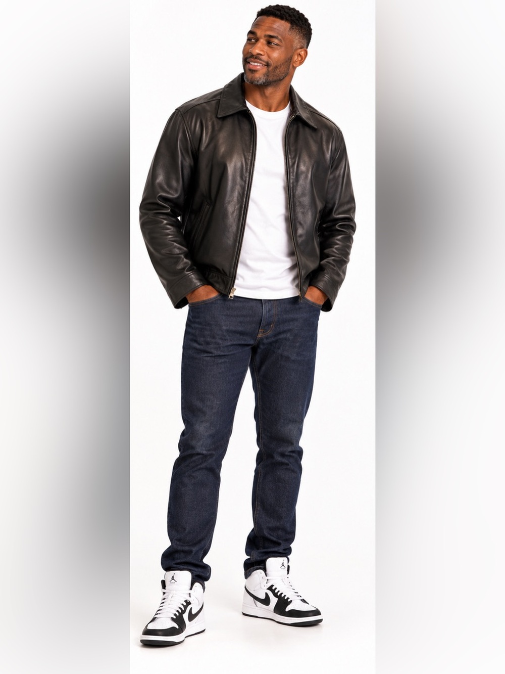 Marc New York Black Leather Bomber Jacket | Quilted Blue Lining | Large | NWT - Picture 15 of 16